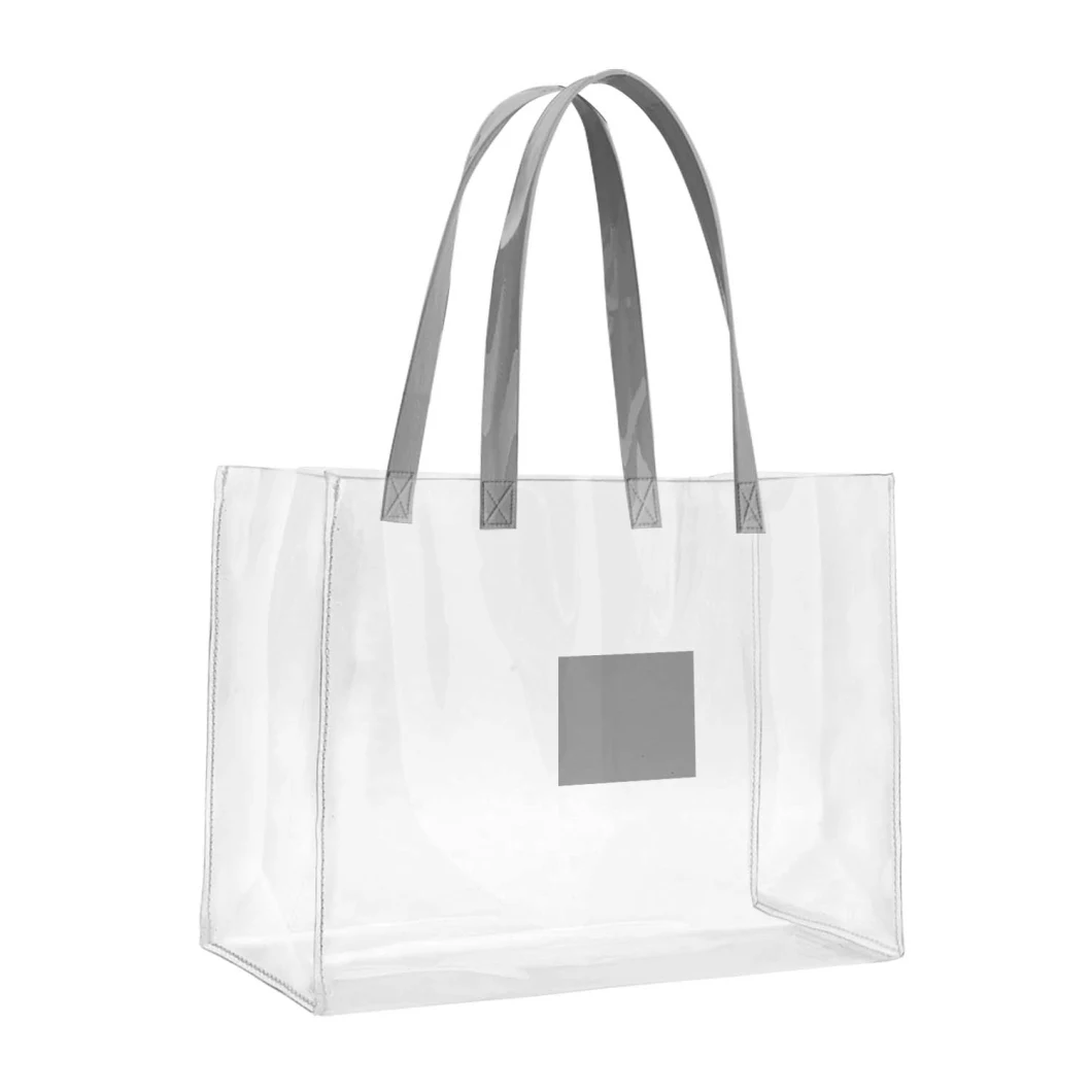 Custom Printed Logo Clear PVC Tote Bag Waterproof Transparent Shoulder Handbag