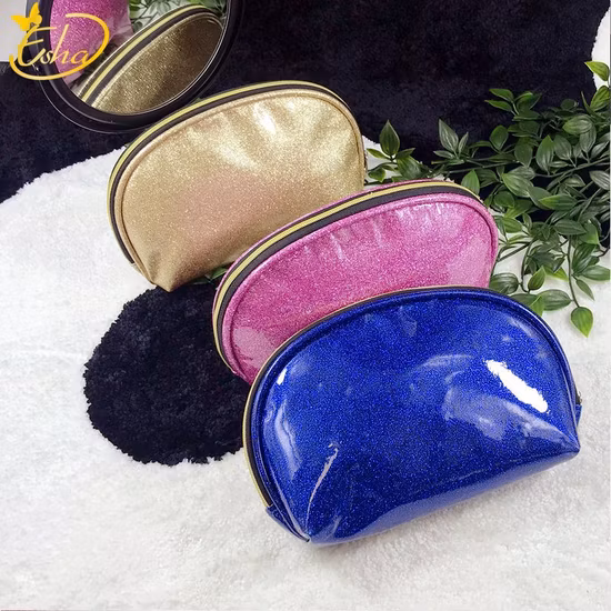 Handy Travel Shiny PVC Three Color Zipper Cosmetic Makeup Bag