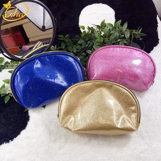 Handy Travel Shiny PVC Three Color Zipper Cosmetic Makeup Bag
