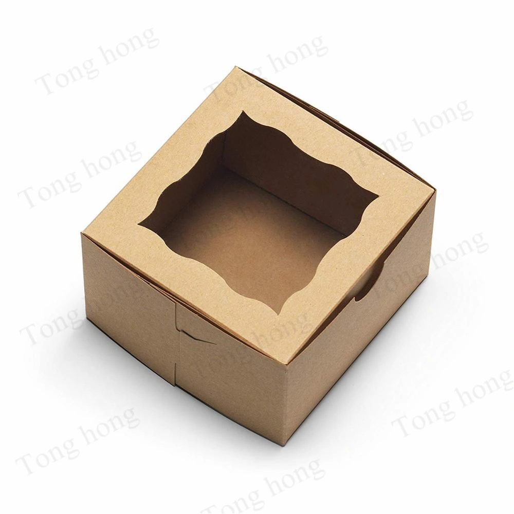 Custom PVC Transparent Window Kraft Ivory Bakery Boxes Eco Friendly Cake Food Packaging Kraft Paper Box