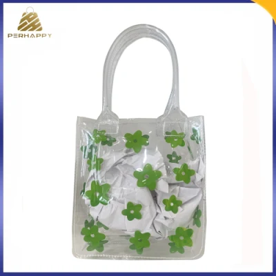 Bolsas de regalo de plástico impermeables de PVC transparente para compras, bolsos transparentes para mujer