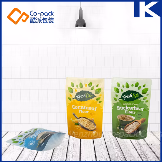 Eco-Friendly PLA Biodegradable Stand up Pouch Bolsa de envasado de alimentos que se puede volver a sellar