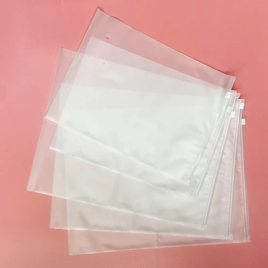 Bolsas de polietileno esmeriladas con cremallera de plástico transparente de PVC translúcido para ropa, camisa, traje de baño